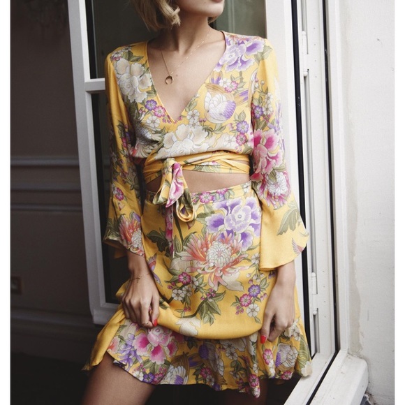 spell blue skies wrap dress